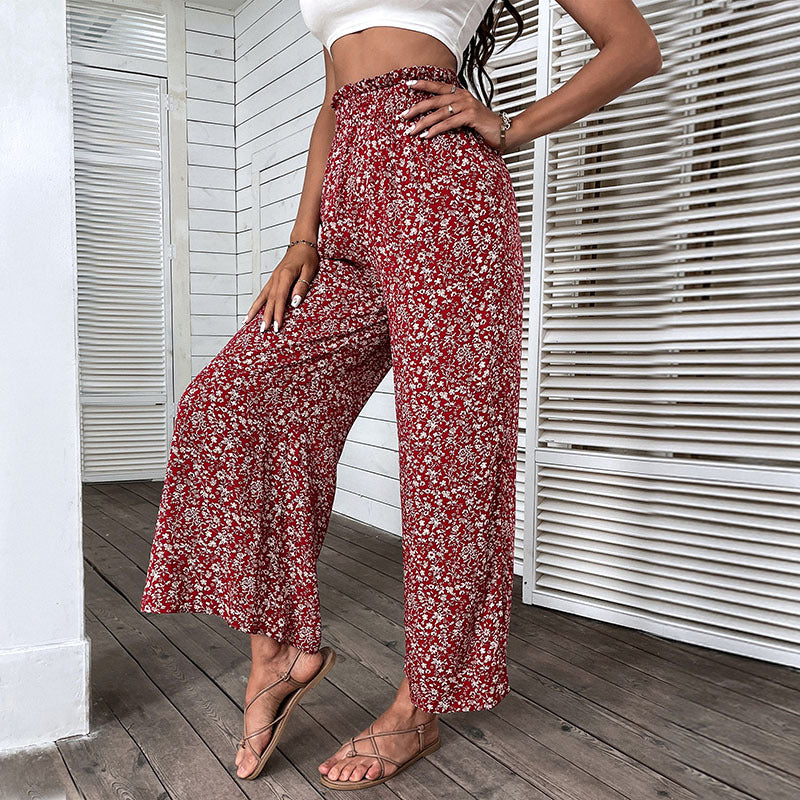 Women Wide Leg Pants Floral Print Chic and Style