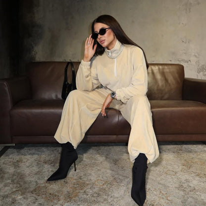 Casual sports outfit for women with short top and wide pants Chic and Style