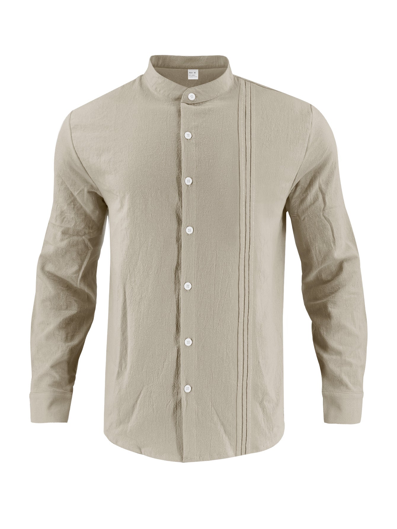 Chemise à manches longues tendance pour hommes avec surface texturée et col montant innovant Chic und Stil