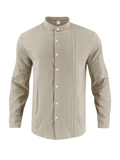 Chemise à manches longues tendance pour hommes avec surface texturée et col montant innovant Chic und Stil