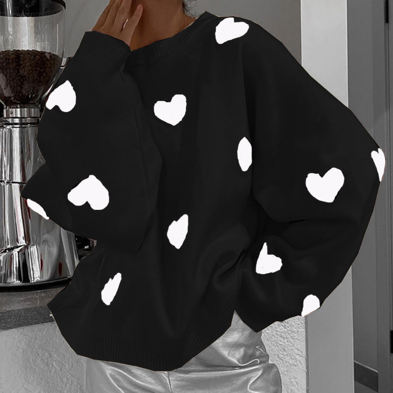 Pull femme avec motifs en forme de cœur et coupe décontractée Chic und Stil