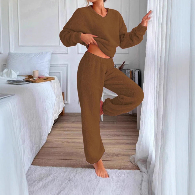 Dames Ensemble de lounge en polaire douillet avec taille élastique Chic und Stil