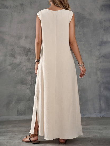 Robe de plage maxi pour femmes avec un élégant décolleté en V et une fente latérale Chic und Stil