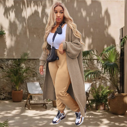 Dame Long cardigan en maille avec motif structuré et front ouvert Chic und Still