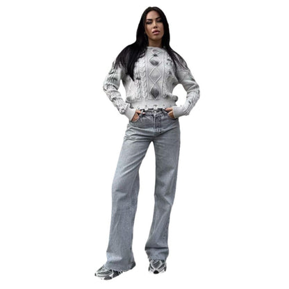 Pull en tricot pour dames avec motif en relief et coupe décontractée Chic und Stil