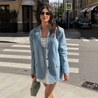 Blazer pour femmes grande taille en denim de haute qualité Chic und Stil