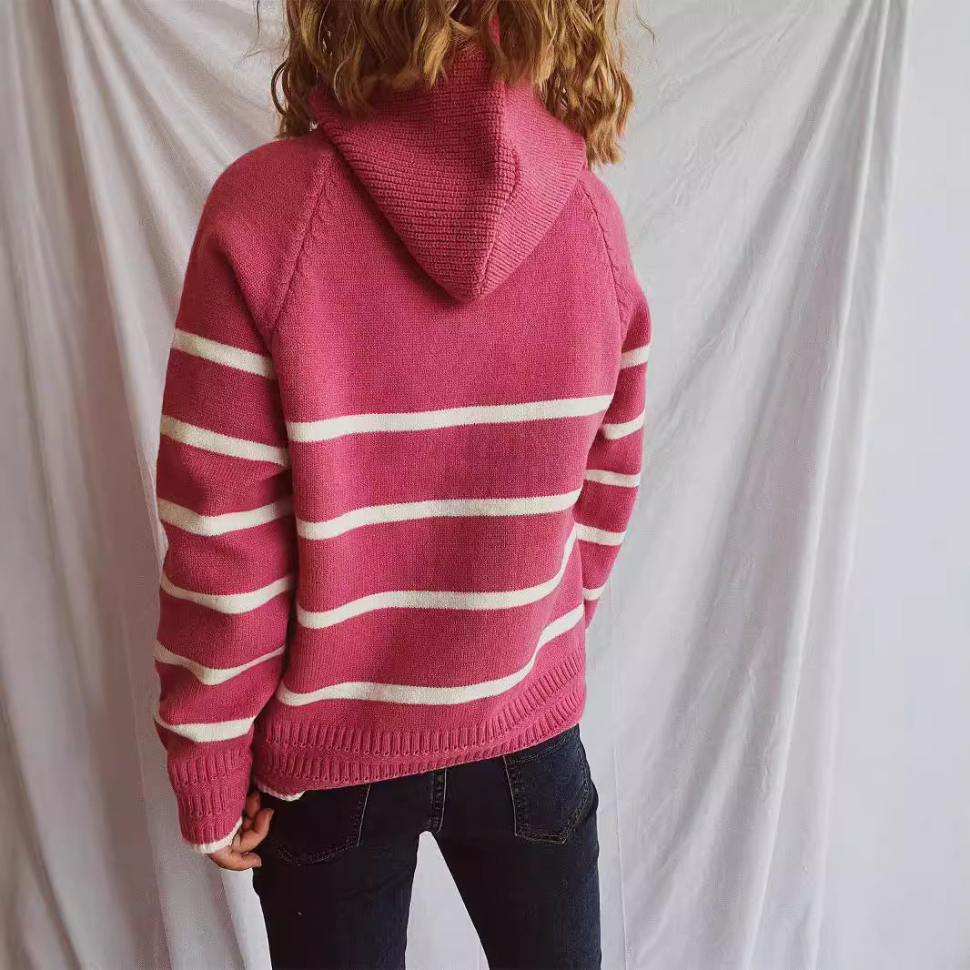 Pull décontracté pour femmes avec col structuré et motif rayé tendance Chic und Stil