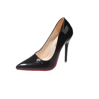 Dames Classiques Talons Aiguilles avec Design Pointu et Surface Brillante Chic und Stil