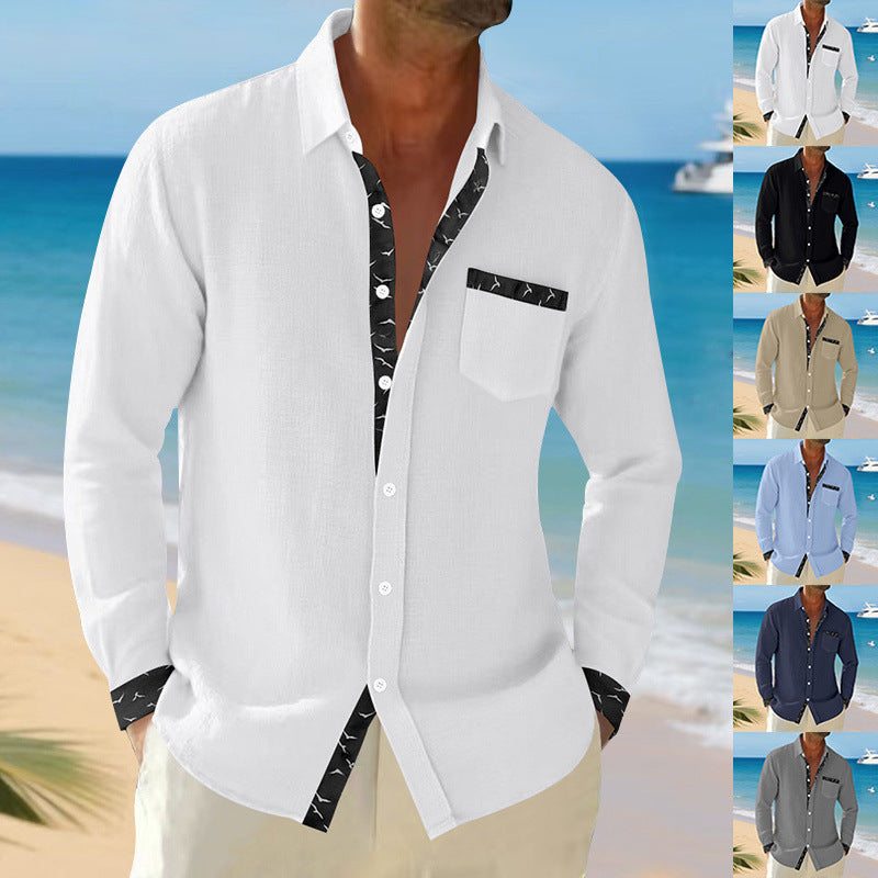 Chemise décontractée à manches longues pour hommes avec col tendance et poche poitrine Chic und Stil