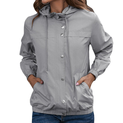 Ladies lightweight transition jacket with trendy hood design and practical pockets Chic and Style