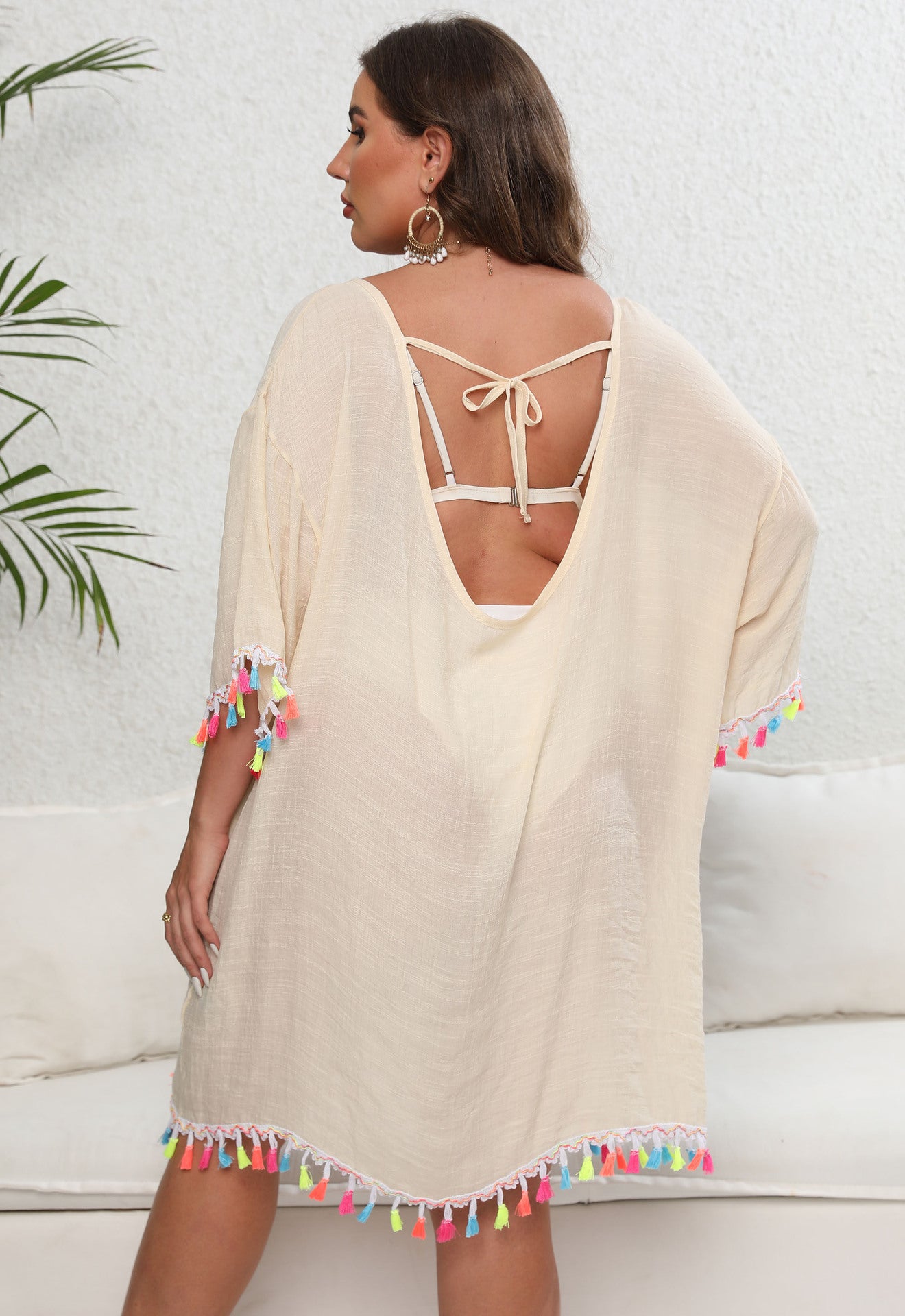 Femmes Robe fluide avec garniture à franges Vêtement de plage Chic und Stil