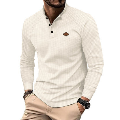 Chemise Henley à manches longues pour hommes avec surface texturée et détails de boutons tendance Chic und Stil
