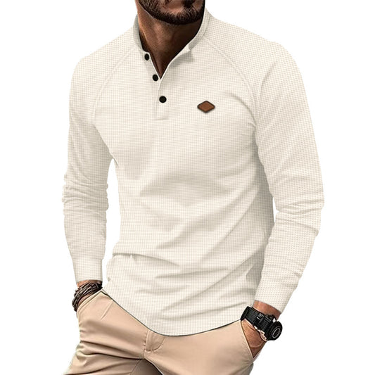 Chemise Henley à manches longues pour hommes avec surface texturée et détails de boutons tendance Chic und Stil