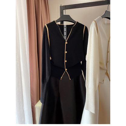 Cardigan en Tricot Élégant pour Femmes avec Boutons Décoratifs Chic und Stil