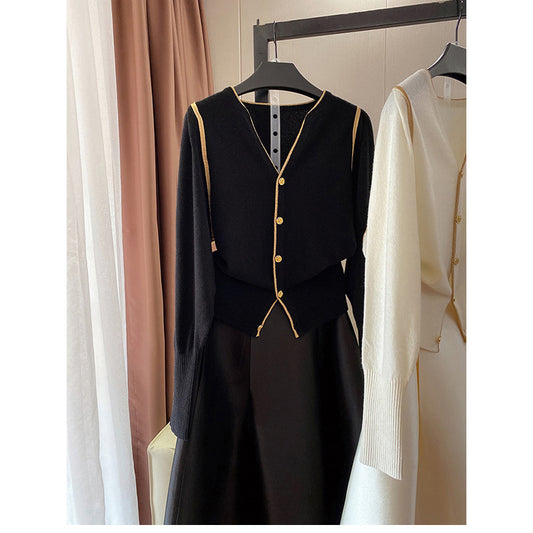 Cardigan en Tricot Élégant pour Femmes avec Boutons Décoratifs Chic und Stil