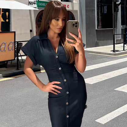 Robe chemise mi-longue pour femmes avec fermeture à boutons et poches pratiques Chic und Stil