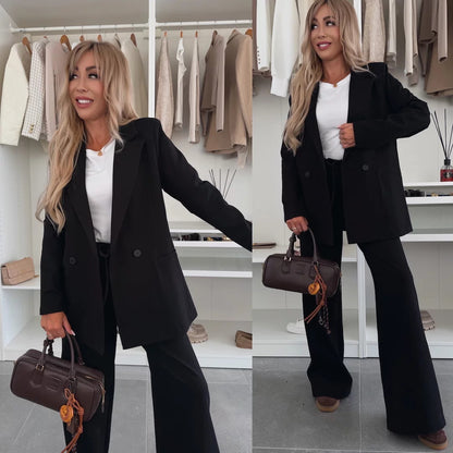 Elegant and casual blazer set for women with wide pants Chic and Style