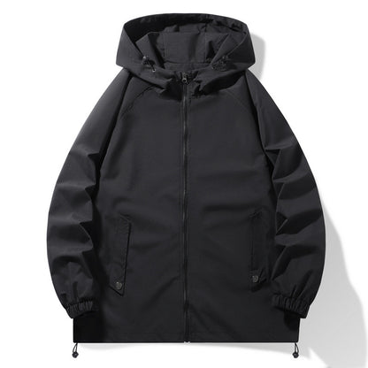 Functional men's jacket with adjustable hood collar and elastic sleeve cuffs Chic and Style