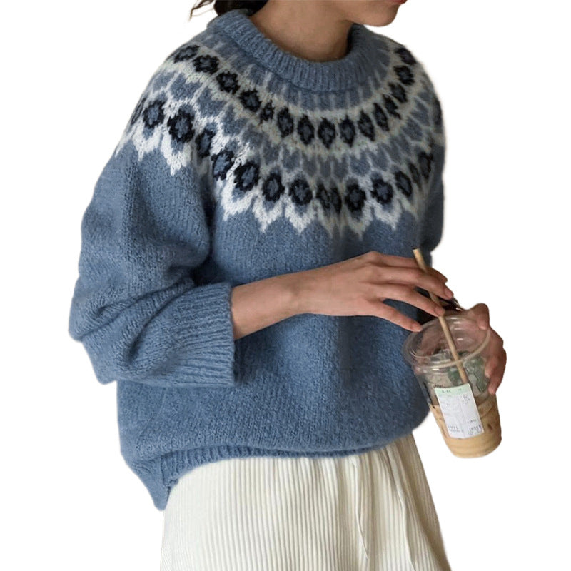 Pull en maille pour femmes avec motif norvégien traditionnel Chic und Stil
