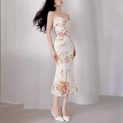 Robe Midi Fleurie Femmes avec Fronces Chic und Stil