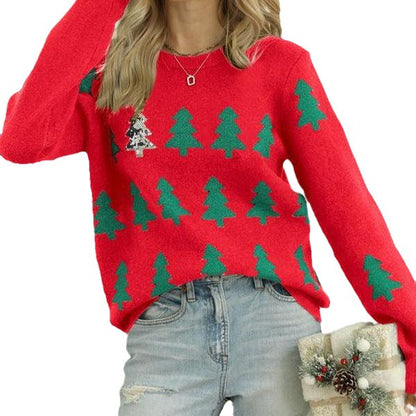 Pull en tricot festif pour femmes avec motif d'arbre de Noël Chic und Stil