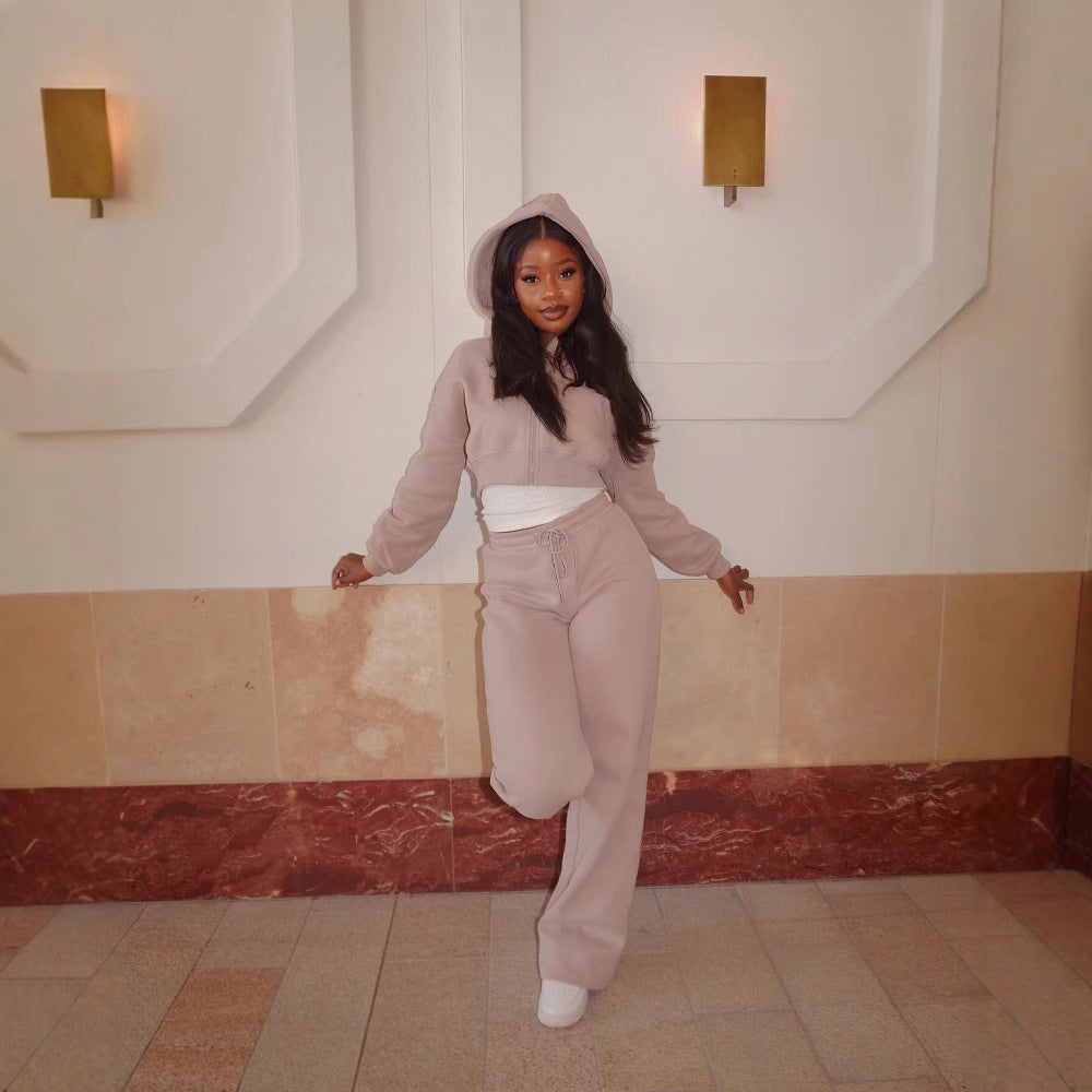 Women's modern Cropped Hoodie and wide jogger pants Set Chic and Style