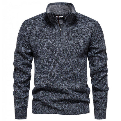 Men's High-Quality Pullover with High Collar and Zip Chic and Style