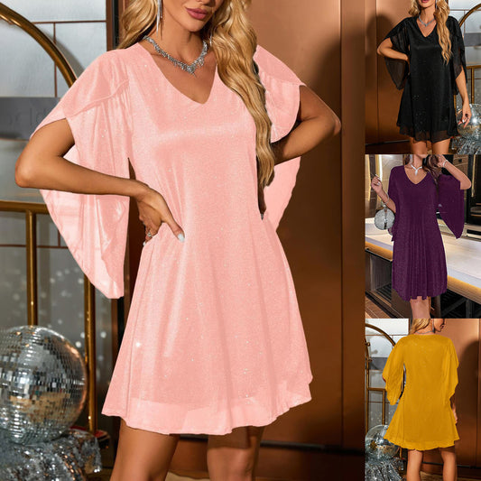 Femmes Robe Kaftan à décolleté en V scintillant Chic und Stil