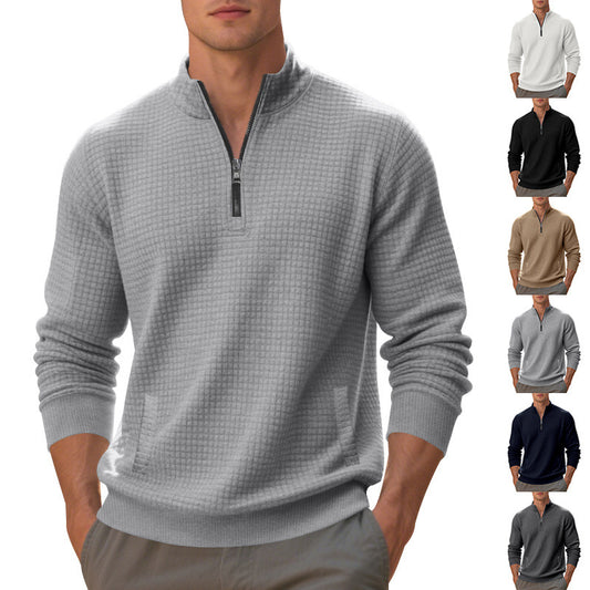 Sporty pullover for men with zipper and textured surface Chic and Style