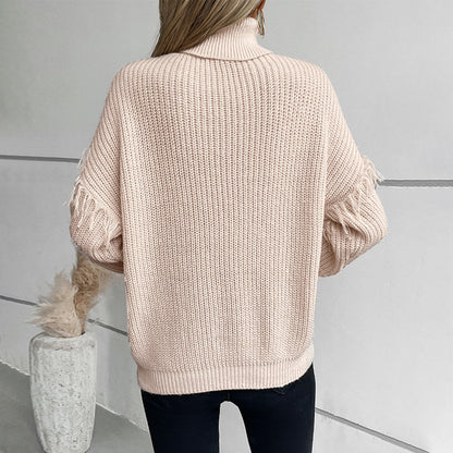 Pull en tricot pour femmes avec col montant et motif en torsades Chic und Stil