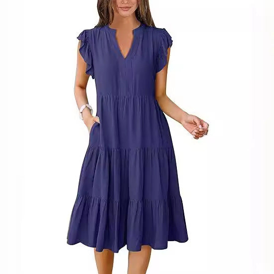 Robe de loisir pour femmes avec des détails en volants et des poches Chic und Stil