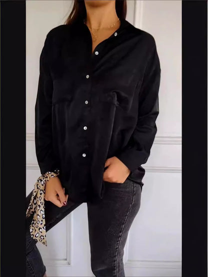 Dames Élégante blouse avec boutonnière et détails fins Chic und Stil