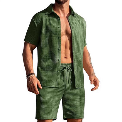 Shorts modernes pour hommes et ensemble haut avec design texturé Chic und Stil