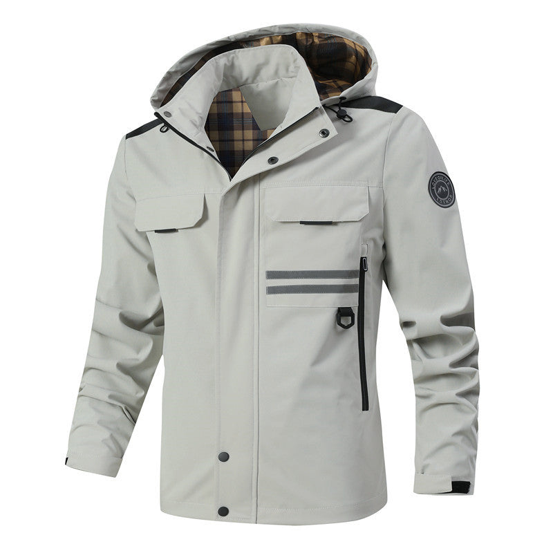 Functional waterproof jacket for men with hood and multiple pockets Chic and Style