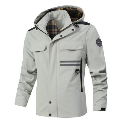 Functional waterproof jacket for men with hood and multiple pockets Chic and Style