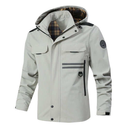 Functional waterproof jacket for men with hood and multiple pockets Chic and Style