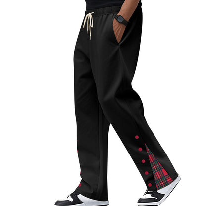 Comfortable casual pants for men with snap buttons on the sides and stylish plaid design Chic and Style