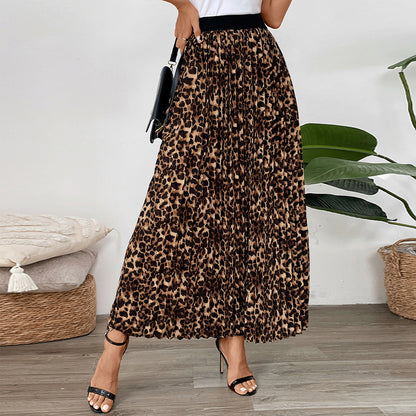 Jupe maxi plissée pour femmes avec design imprimé animal Chic und Stil