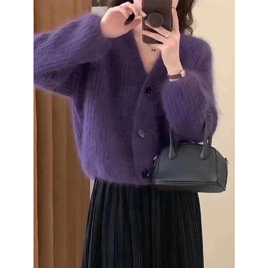 Dames Pull-over en tricot douillet avec de gros boutons Chic und Stil
