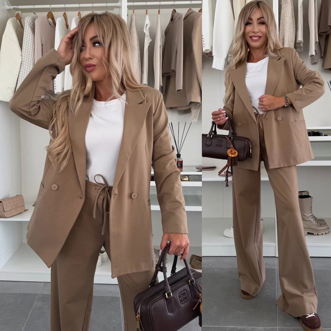 Elegant and casual blazer set for women with wide pants Chic and Style
