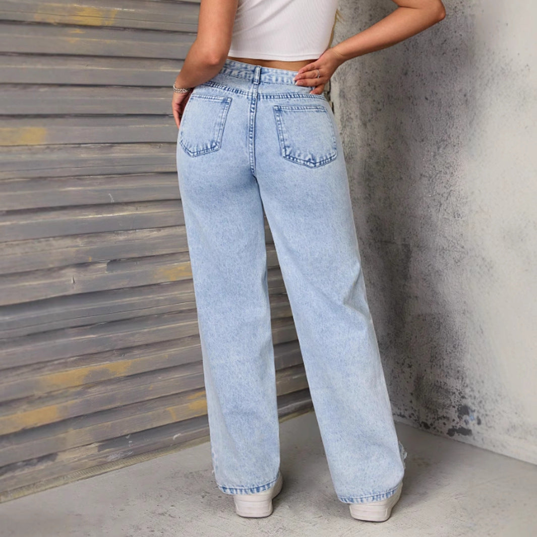 Jeans larges déchirés pour femmes avec des détails de déchirure frappants Chic und Stil
