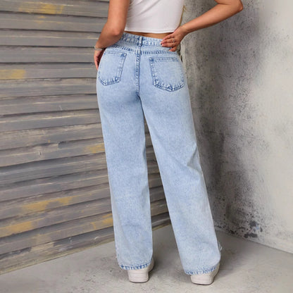 Jeans larges déchirés pour femmes avec des détails de déchirure frappants Chic und Stil