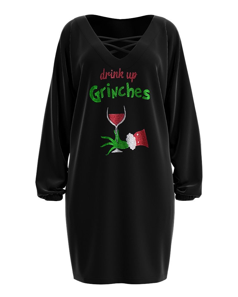 Robe de Noël décontractée pour femmes avec un design d'impression unique et une coupe ample Chic und Stil