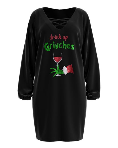 Robe de Noël décontractée pour femmes avec un design d'impression unique et une coupe ample Chic und Stil