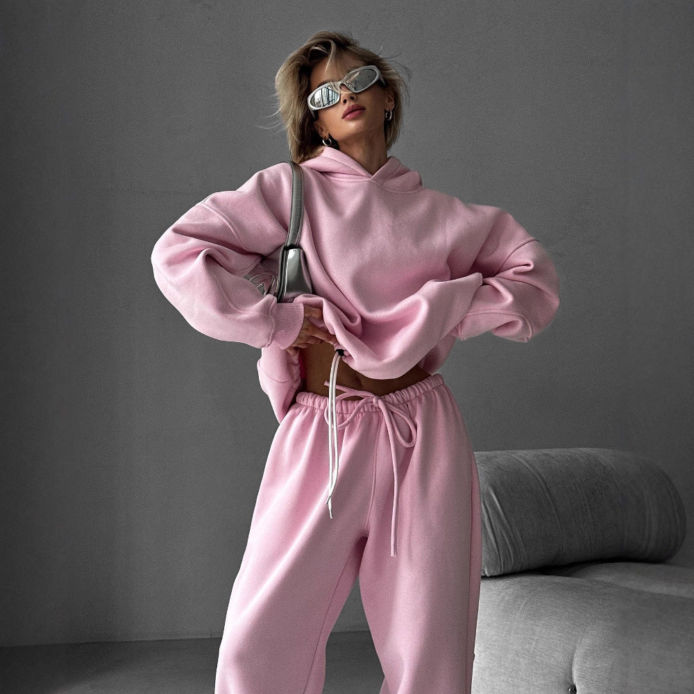 Ladies oversized casual hoodie and chic jogger pants
