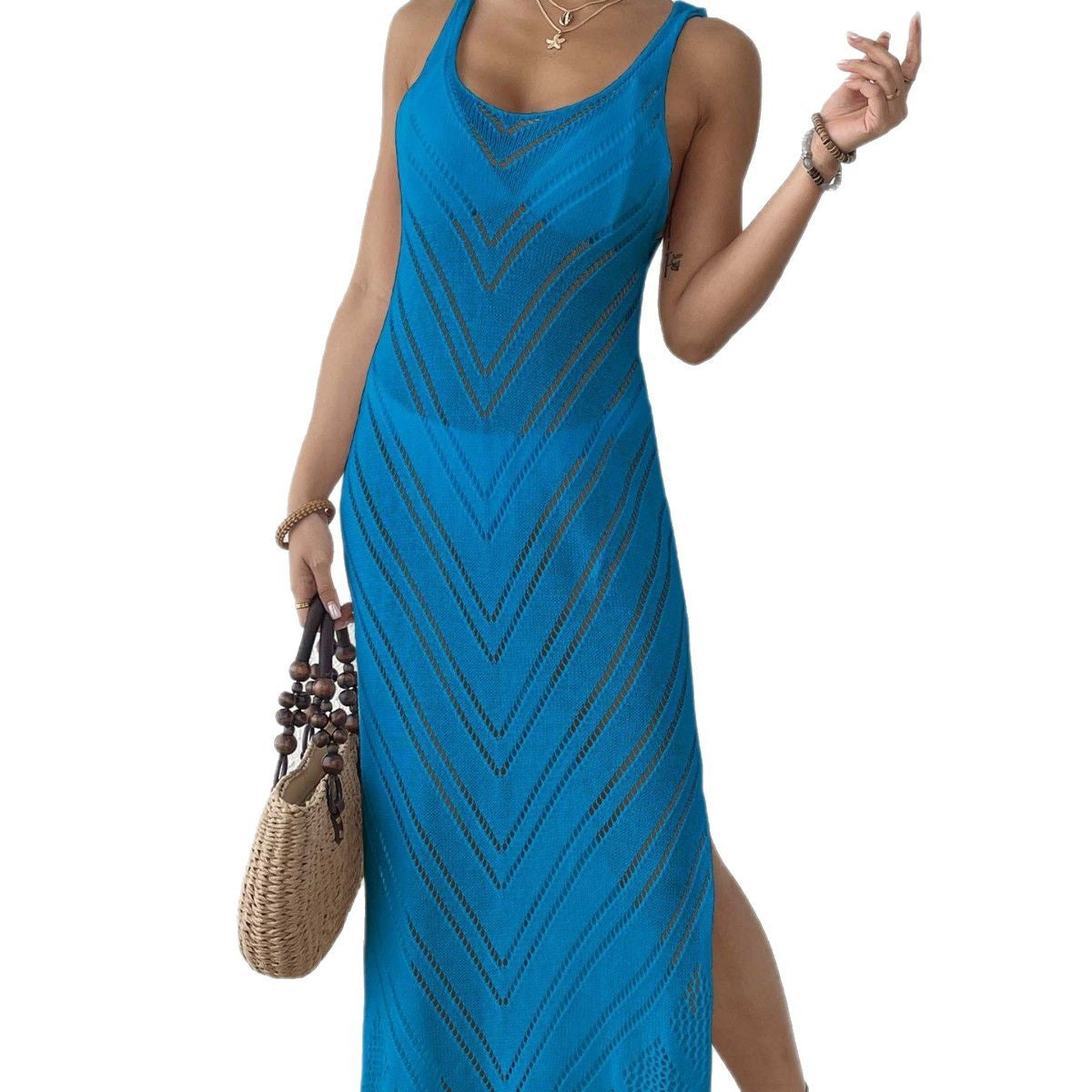 Dames Robe Maxi Tricot Léger Chic und Stil