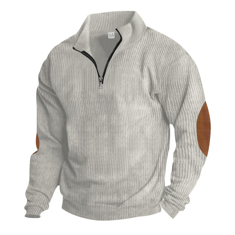 Pull-over zippé pour hommes avec applications en cuir Chic und Stil