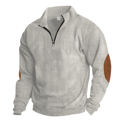 Pull-over zippé pour hommes avec applications en cuir Chic und Stil