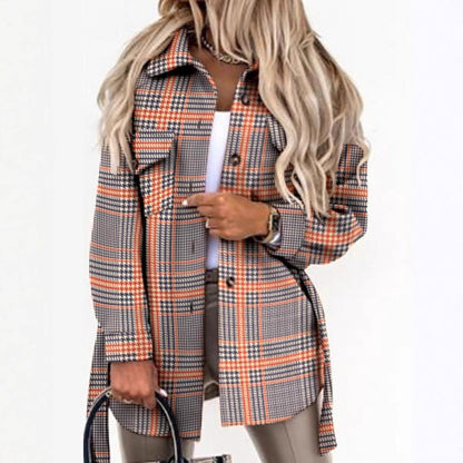 Blouse à manches longues à carreaux pour femmes Chic und Stil