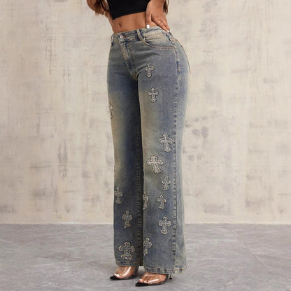 Dames Crop Top avec découpes et jeans ample Chic und Stil